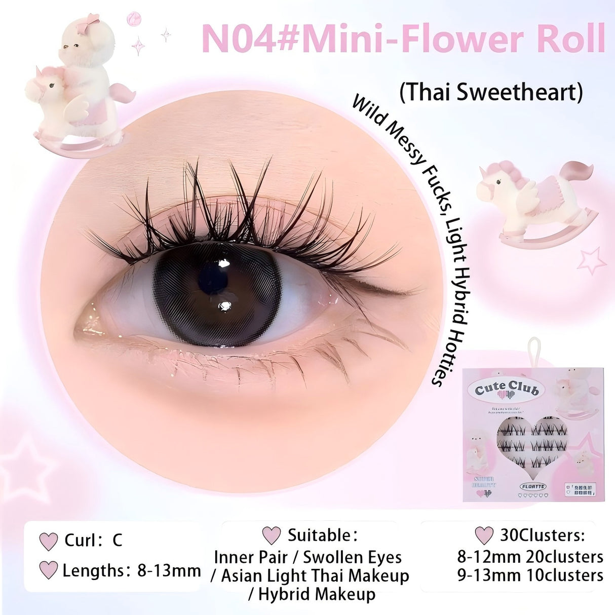 Flortte I Am Super Beauty Glue-Free False Lashes #N04 Mini-Flower Roll
