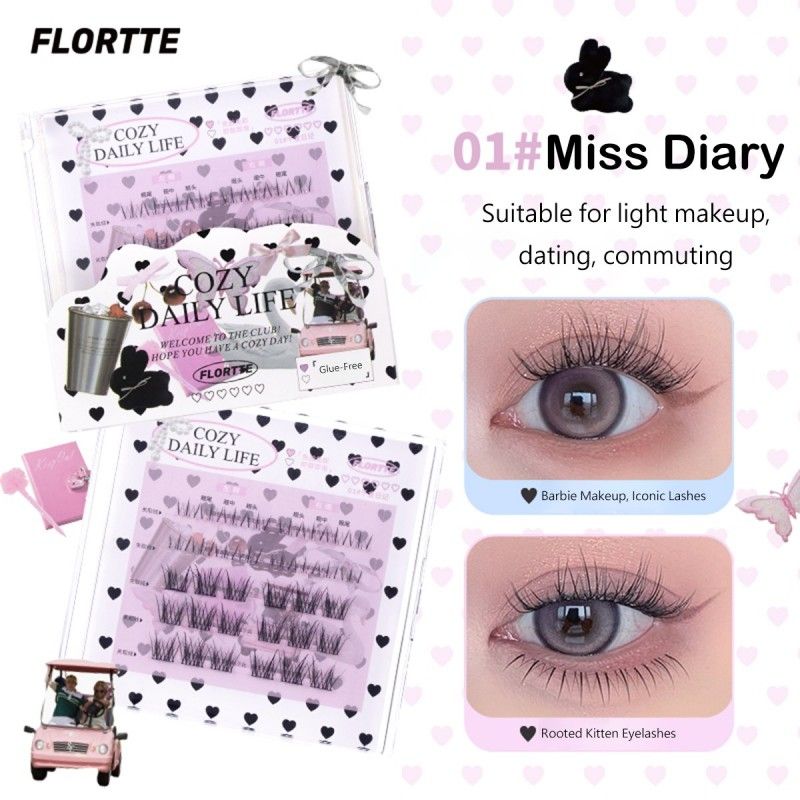 Flortte Segmented Self-Adhesive Glue-Free False Eyelash #01 Miss Diary