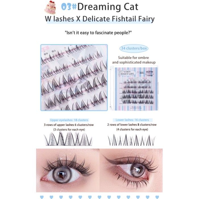 Flortte Cozy Daily Life Glue-Free False Eyelashes #03 Dreamy Cat