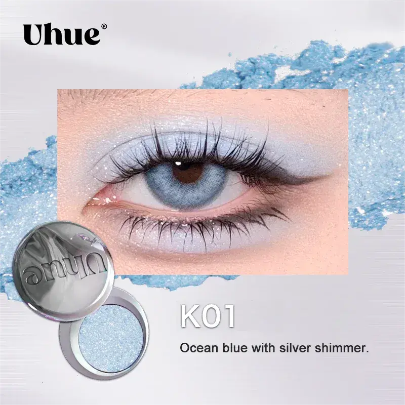 Uhue Y3K Single Eyeshadow Cream #K01 Ocean Blue With Silver Shimmer