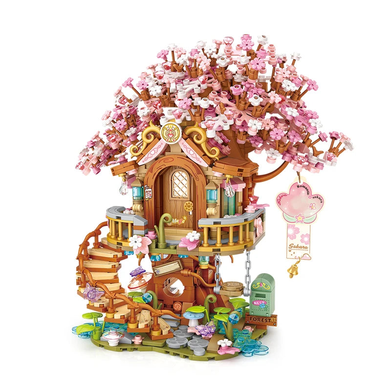 LOZ Mini Block Pink Sakura Tree House NO.1381