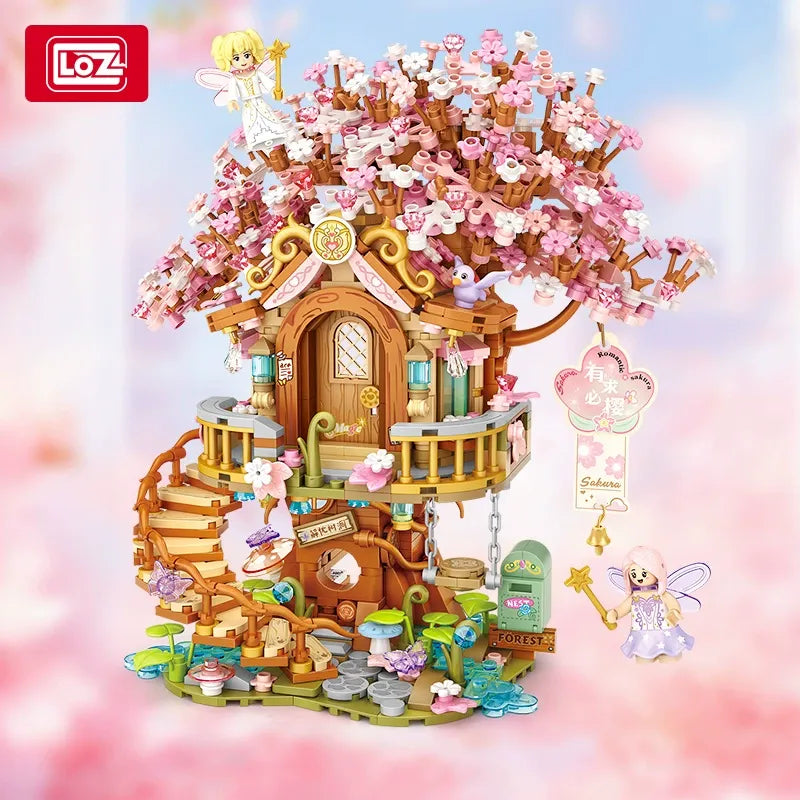 LOZ Mini Block Pink Sakura Tree House NO.1381