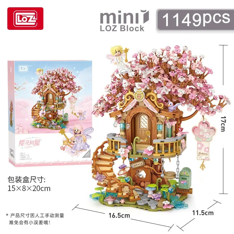 LOZ Mini Block Pink Sakura Tree House NO.1381