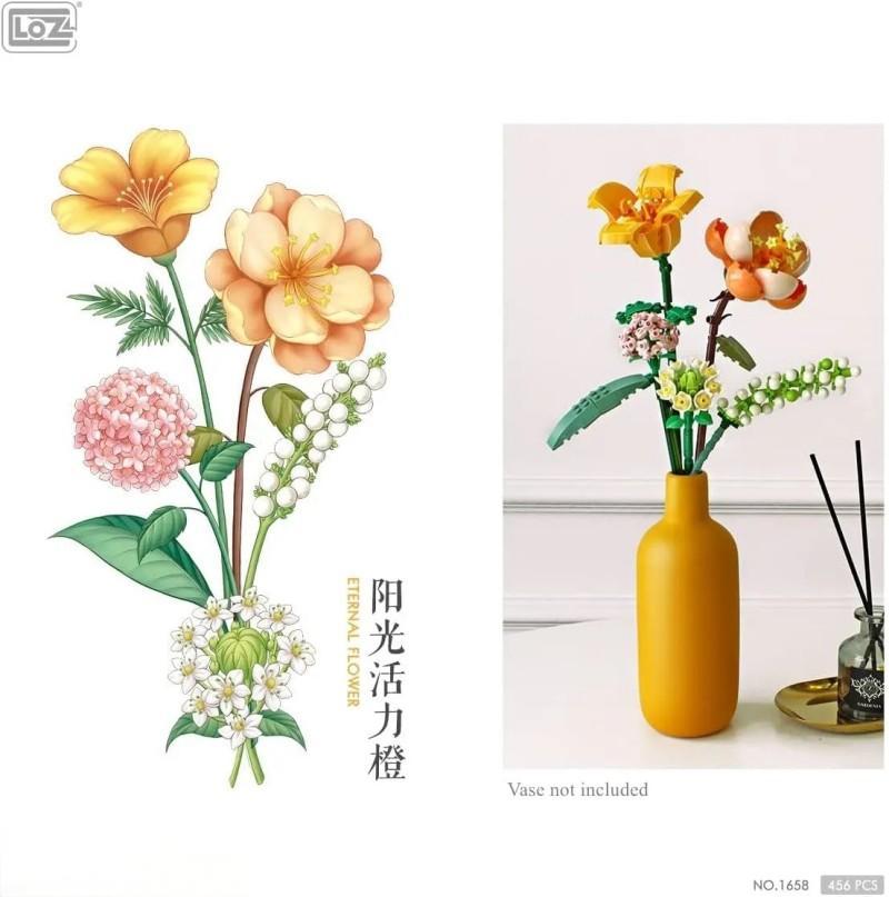 Loz Mini Block Kit Eternal Hibiscus Lily Daisy Hydrangea Flowers NO.1658
