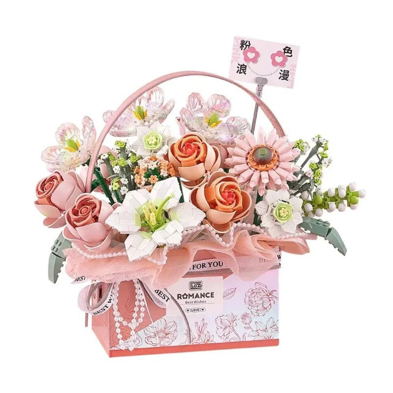 Loz Building Block Set Pink Rose Bouquet Clamp NO.1951