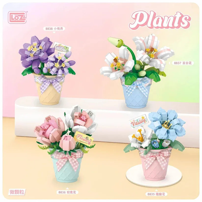 Loz Flowers Home Decor Mini Building Blocks Rose NO.8836