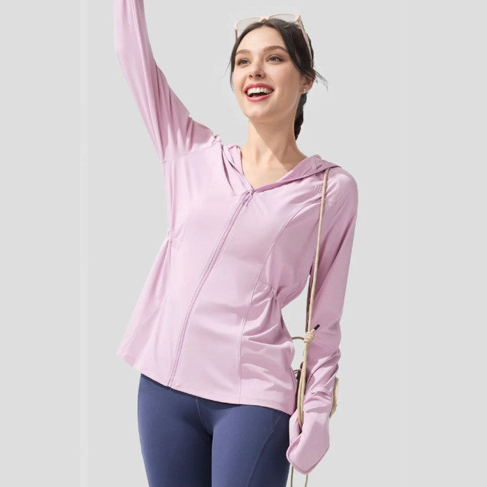 Beneunder Waist-Cinched Full Protection Sun Jacket #AL823 Pink L