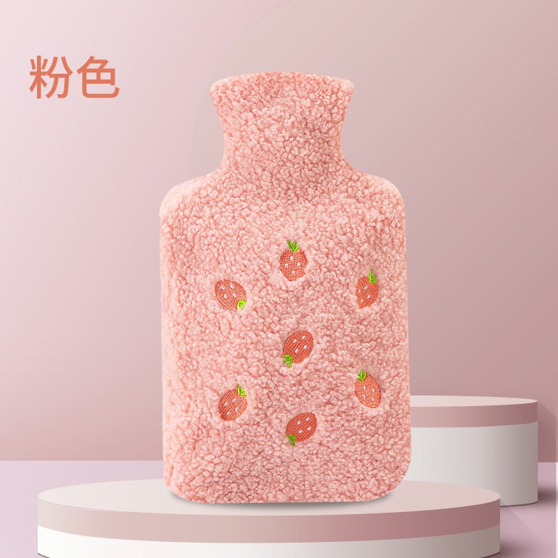 Lexueer Fillable Hot Water Bottle Pink Strawberry 1000ml