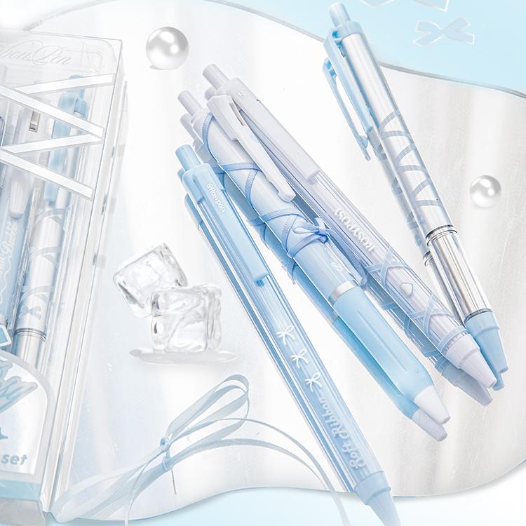 Rosy Posy Soft Ballet Ribbon Gel Pen Blue 4pcs