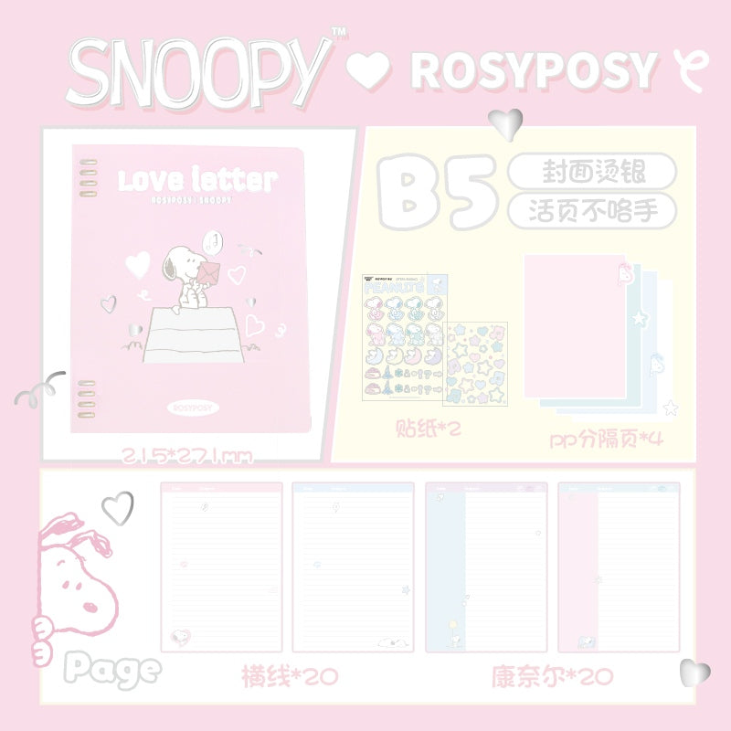 Rosy Posy Dreamletter Loose-Leaf Notebook B5 Pink Snoopy