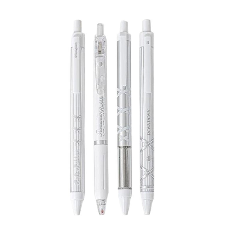 Rosy Posy Soft Ballet Ribbon Gel Pen White 4pcs