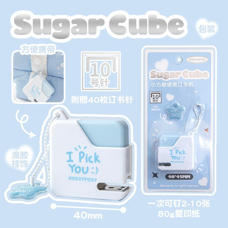 Rosy Posy Sugar Cube Mini Staplers Blue