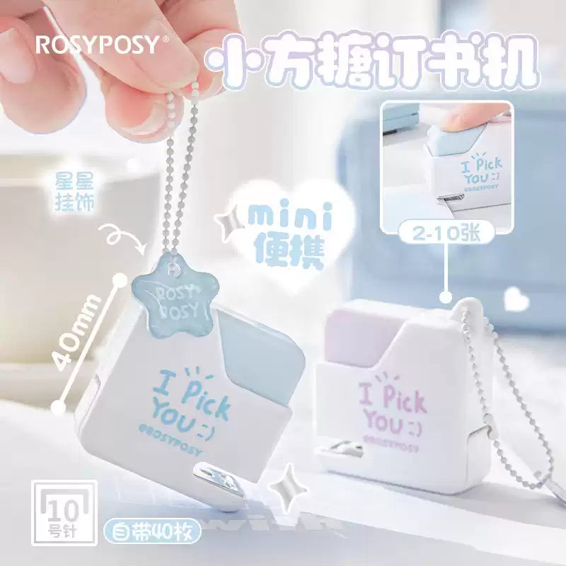 Rosy Posy Sugar Cube Mini Staplers Blue
