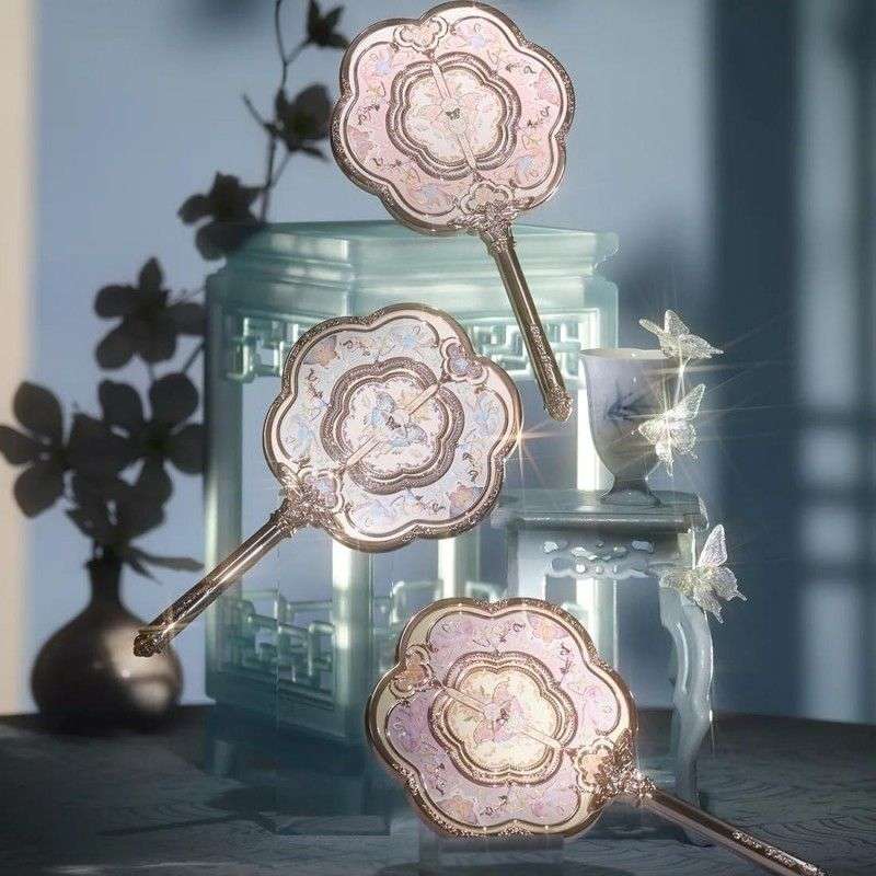Flower Knows Butterfly Cloud Collar Hand Mirror Lotus Pink