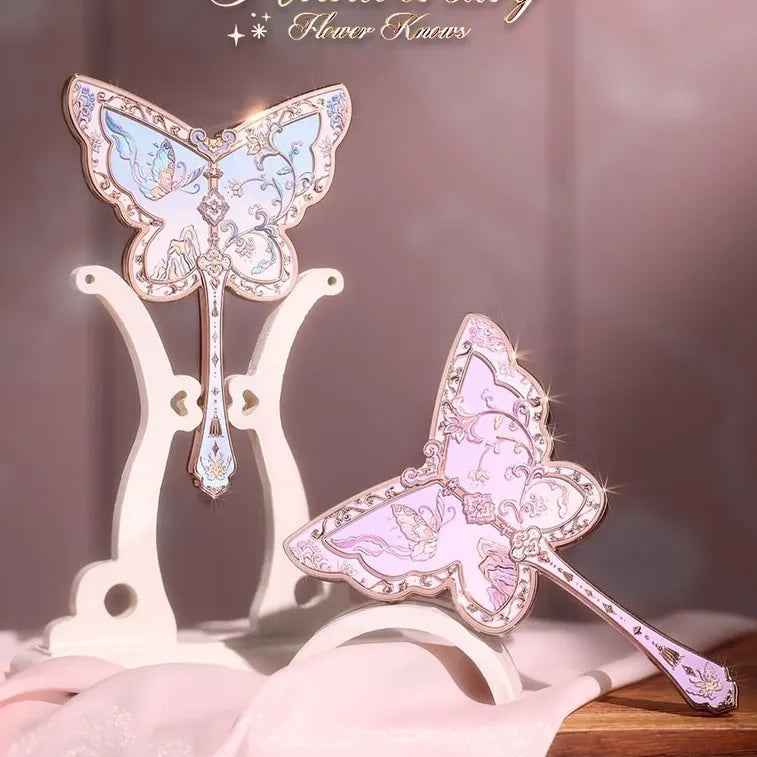 Flower Knows - 8th Anniversary Butterfly Hand Mirror Purple