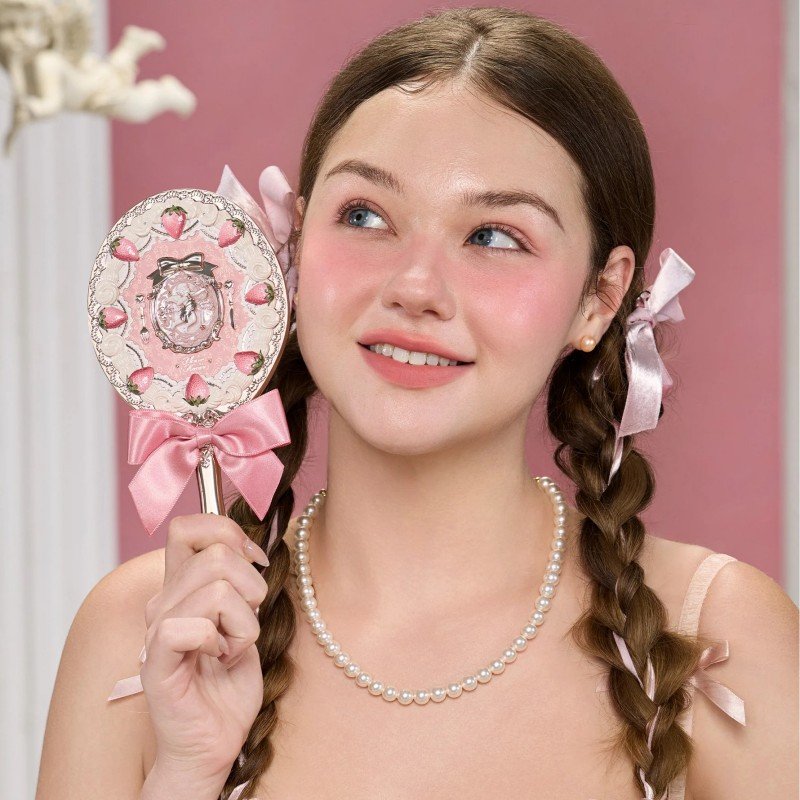 Flower Knows花知晓草莓丘比特系列手持镜牛奶粉