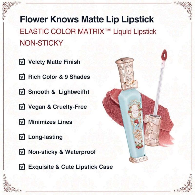 Flower Nose Strawberry Rococo Series Cloud Mat Lip #S08 Velvet Redwood