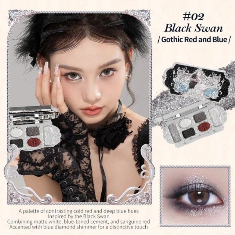Flower Knows Swan Ballet Six-Color Eyeshadow #02 Black Swan