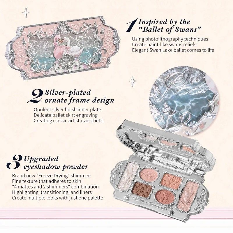 Flower Knows Swan Ballet Six-Color Eyeshadow #02 Black Swan
