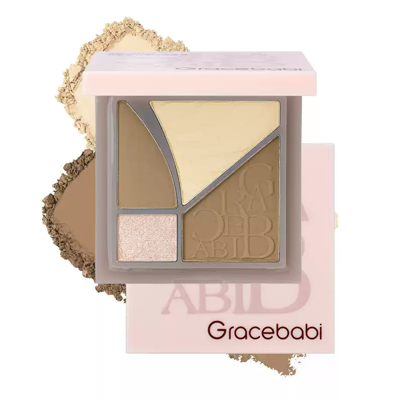 Gracebabi 4-Color Highlighter Contouring Palette #01 Milk Salt Champagne