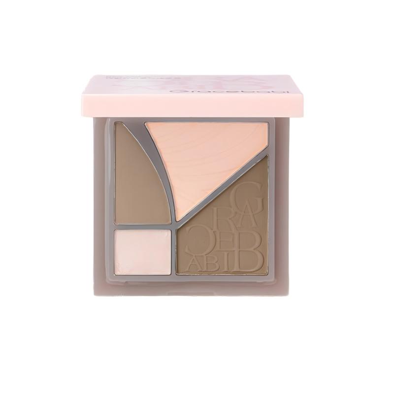 Gracebabi 4-Color Highlighter Contour Palette #02 Sweet Apricot Pink