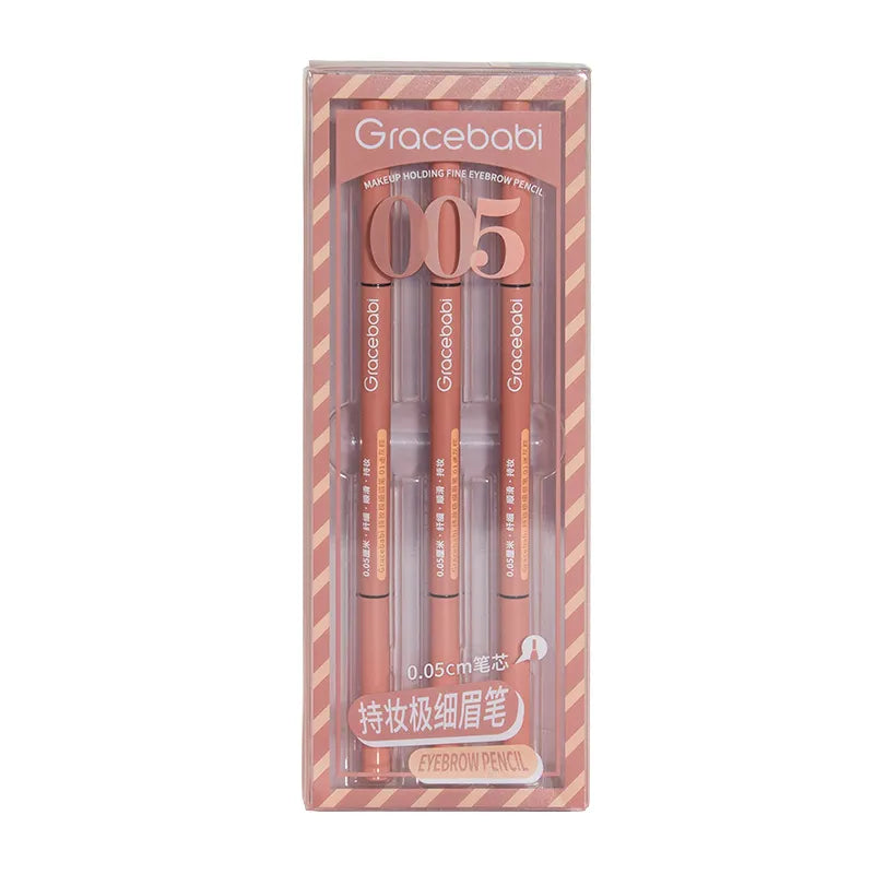 Gracebabi 005 Ultra-fine Eyebrow Pencil Misty Gray Brown 3pcs