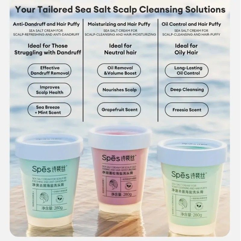 Spes Purifying Fluffy Oil Control Sea Salt Shampoo Pink 280g