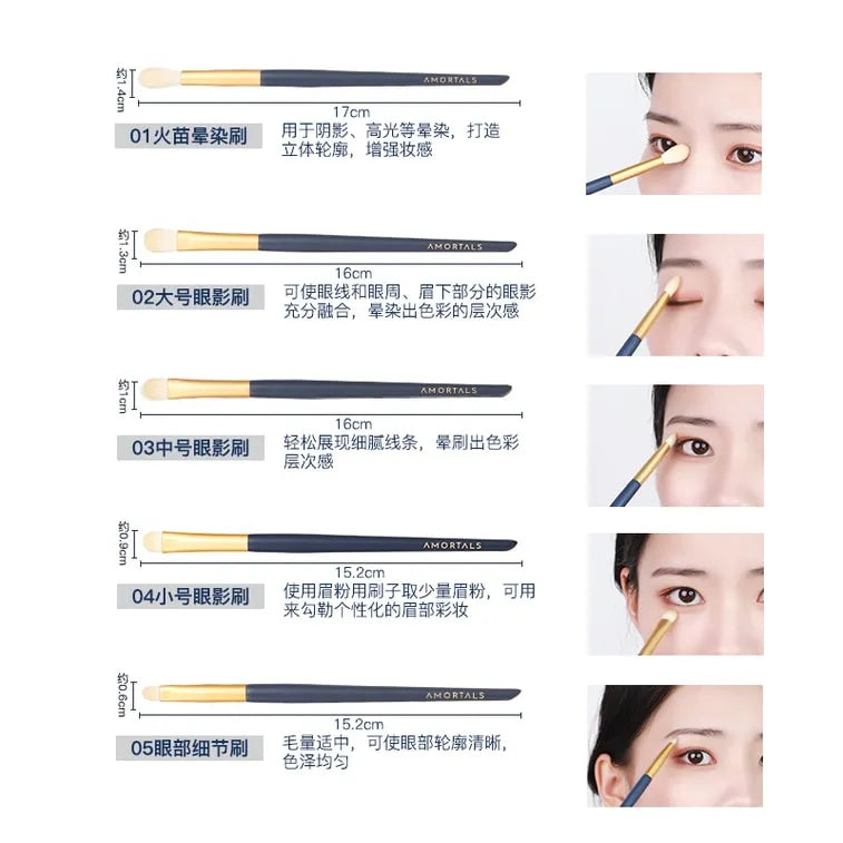Amortals Makeup Brush Set For Eyes 5pcs