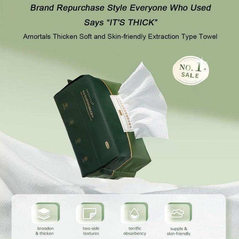 Amortals Thicken Soft Skin-Friendly Facial Towel Pull Out 70pcs