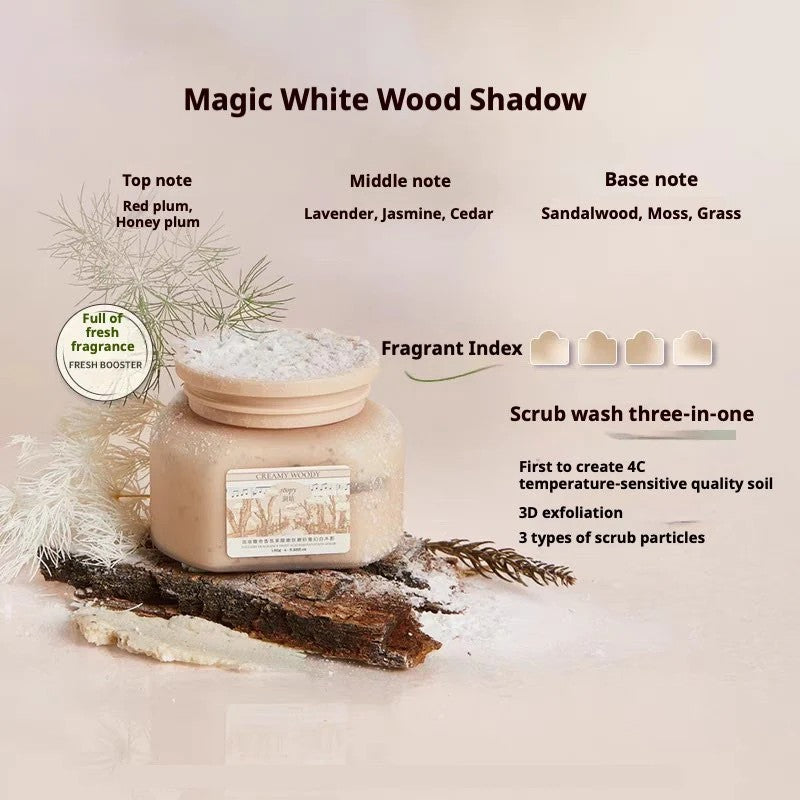 Roopy Fougere Fragrance Fruit Acid Body Scrub Magic White Wood Shadow 150g