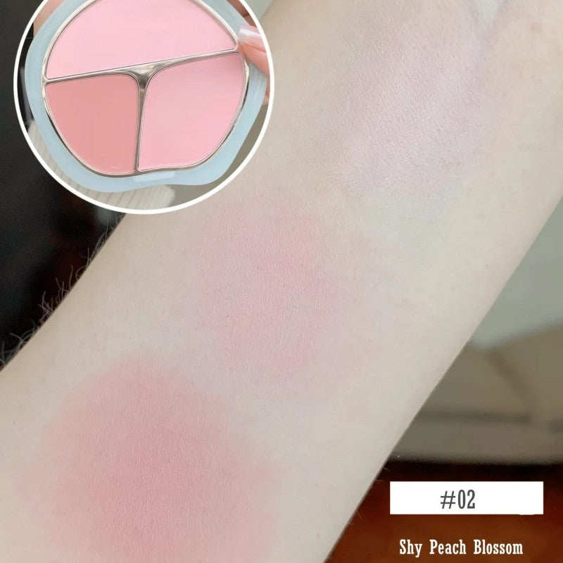 Timage Three Color Blusher Palette #02 Shy Peach Blossom