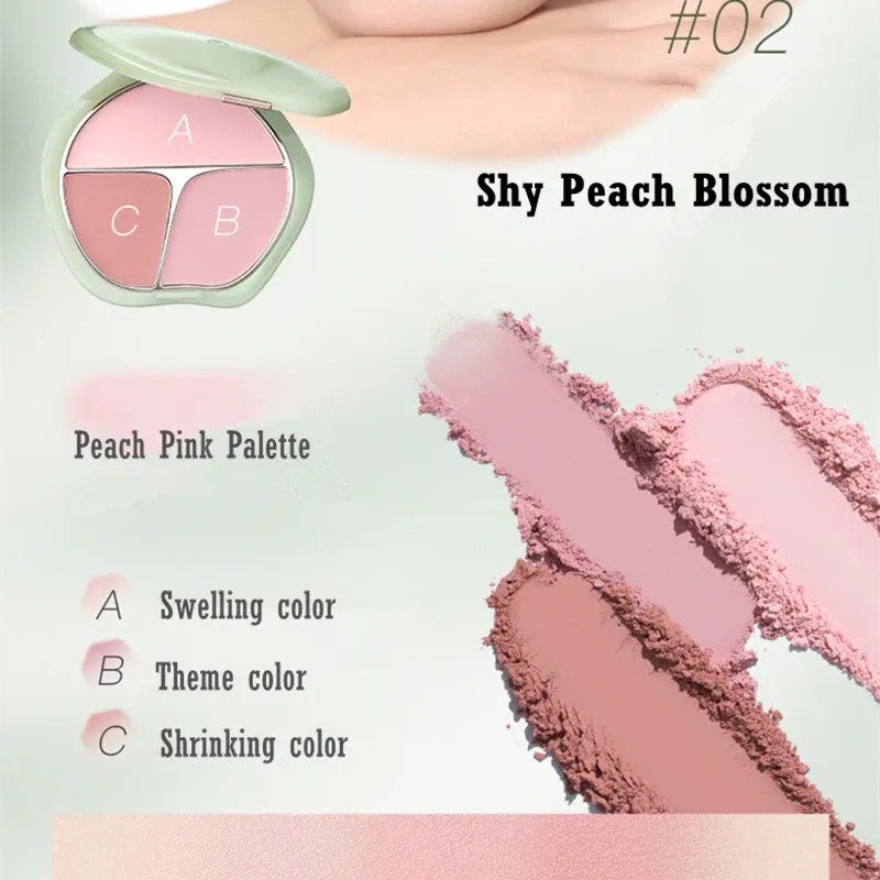 Timage Three Color Blusher Palette #02 Shy Peach Blossom