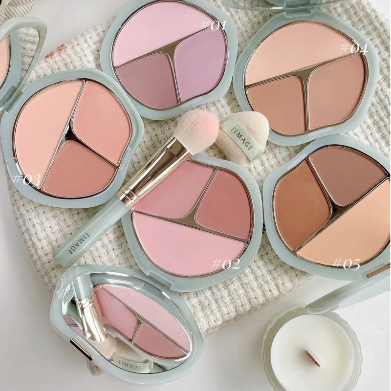 Timage Three Color Blusher Palette #02 Shy Peach Blossom