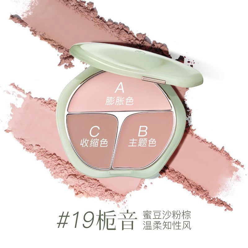 Timage 3-Color Blush Palette #19 Red Bean Pink 13g