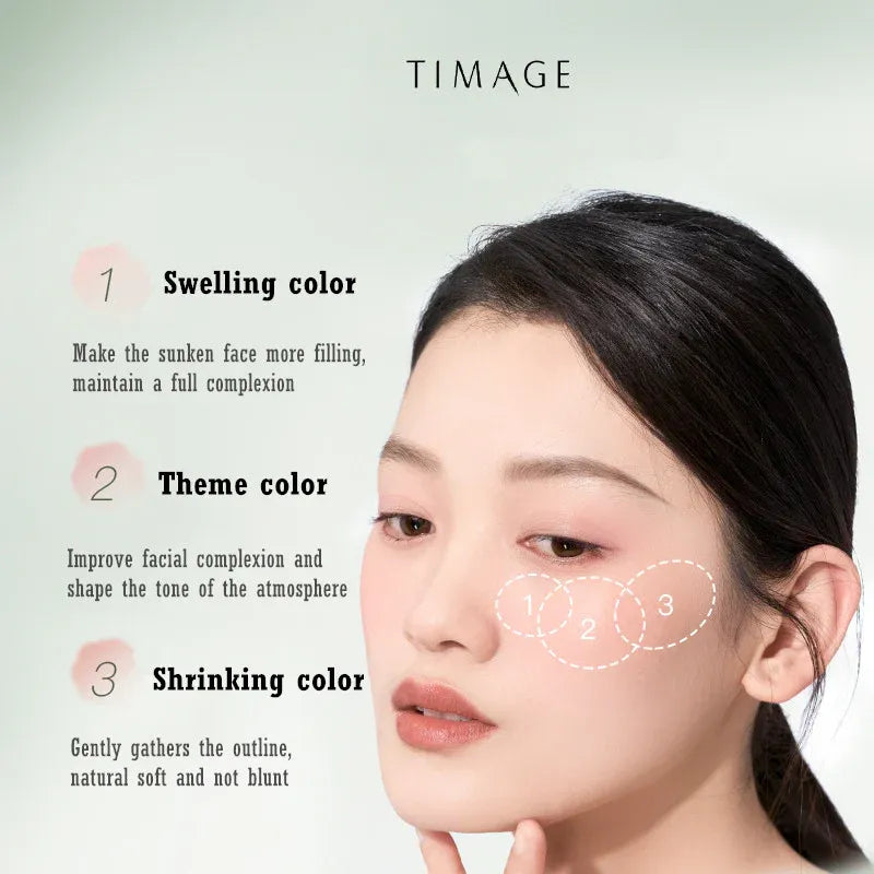 Timage Green Jade Tri-Color Matte Blush Palette #06 Playful Lychee 13g