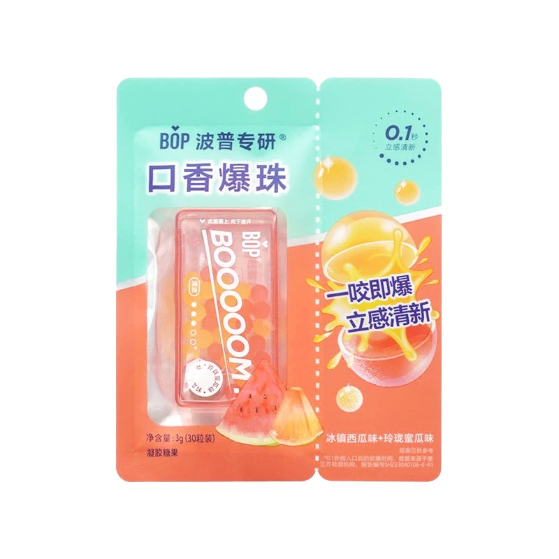 BOP Chewing Popping Pearl Candy Watermelon Honeydew 30pcs