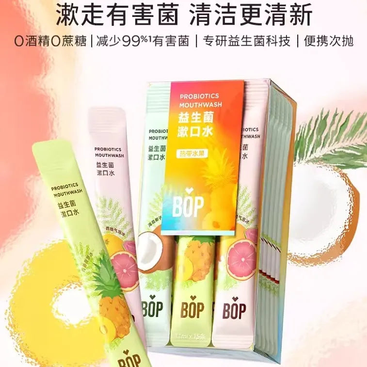 BOP Probiotic Strip Mouthwash Fresh Breath Tropical Fruit 20pcs