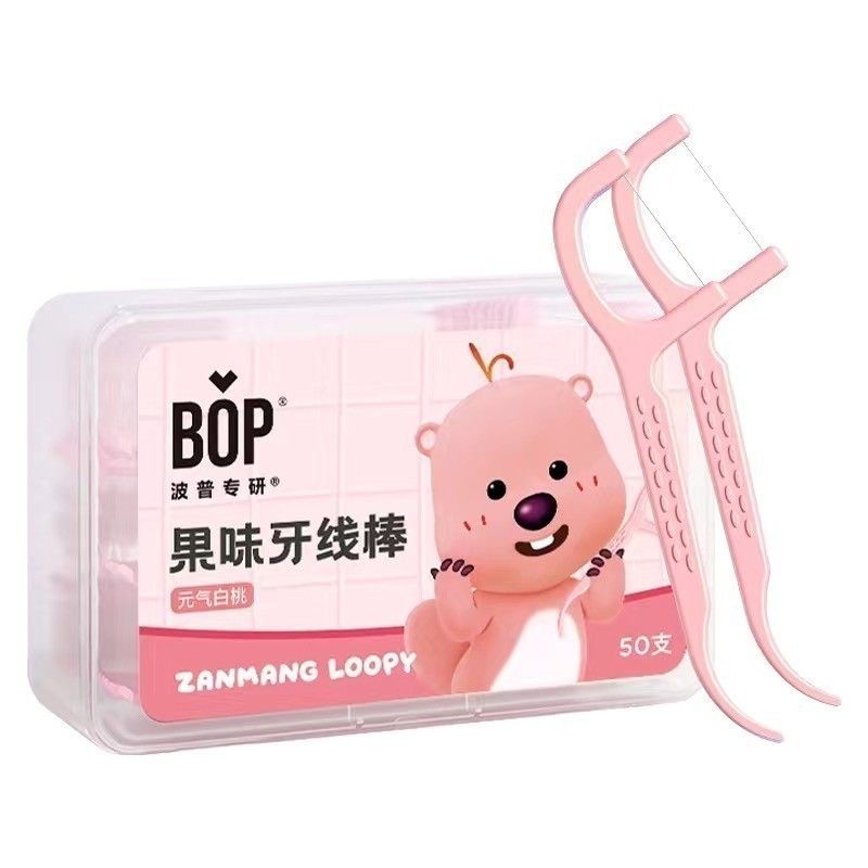 BOP Loopy Flosser Fruity Fresh Dental Floss Peach 50pcs