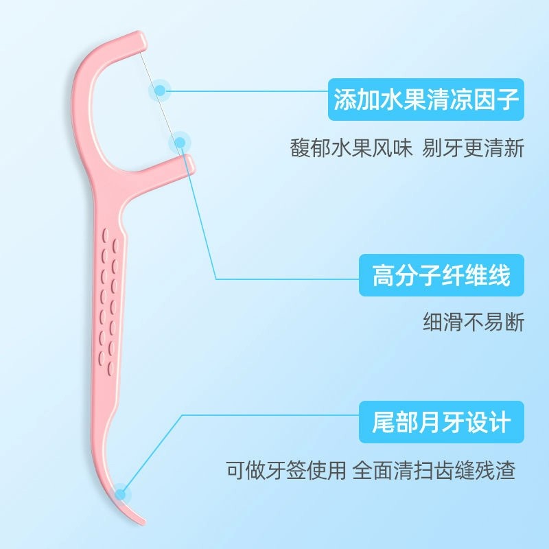 BOP Single Line Floss Stick Pochacco White Peach 50pcs