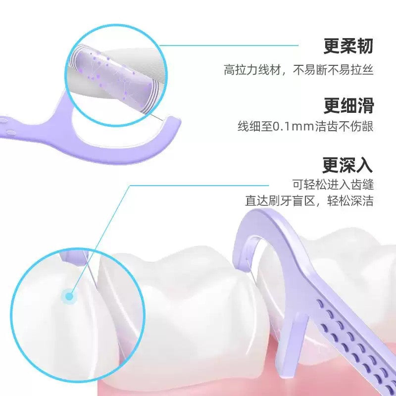 BOP Single Line Floss Stick Pochacco White Peach 50pcs