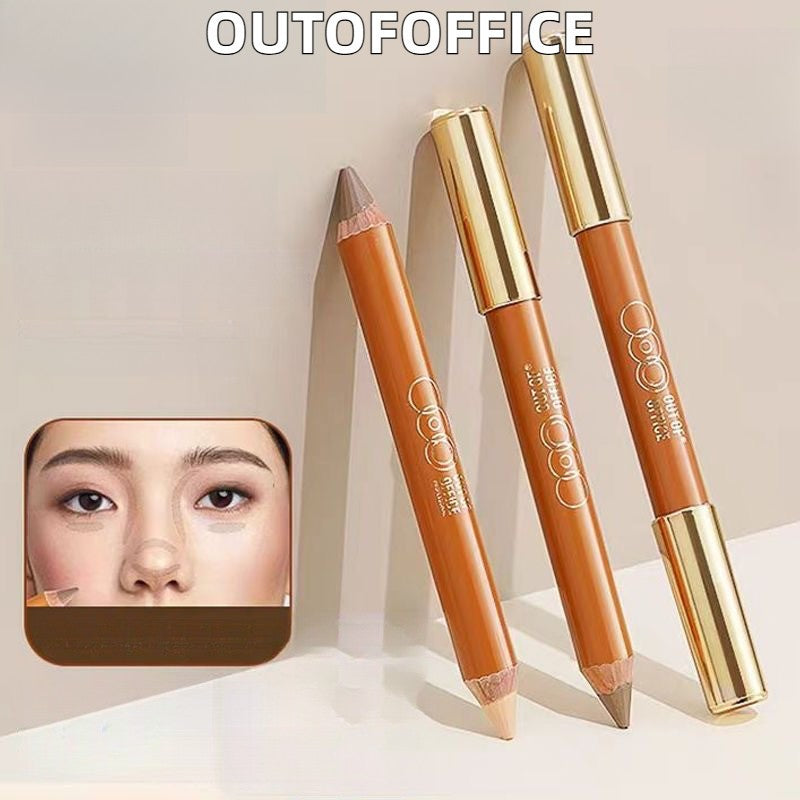Out Of Office Double-ended Highlighting Contouring Pencil #01 Bright Skin Tone + Cement Gray