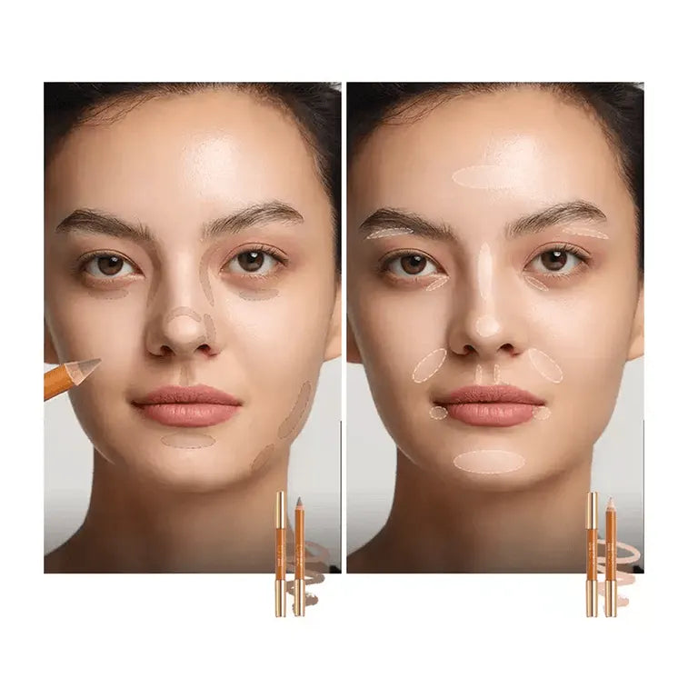 Out Of Office Contour & Highlighter Due Pencil #03 Champagne Gold + Cement Gray