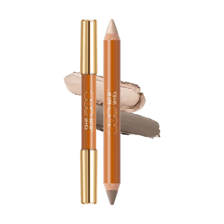 Out Of Office Contour & Highlighter Due Pencil #03 Champagne Gold + Cement Gray