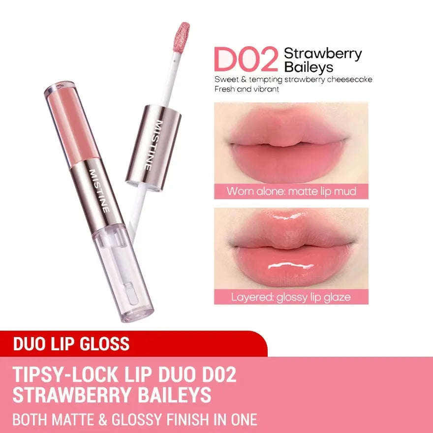 Mistine Tipsy-Lock Duo Lip Tint #D02 Strawberry Baileys