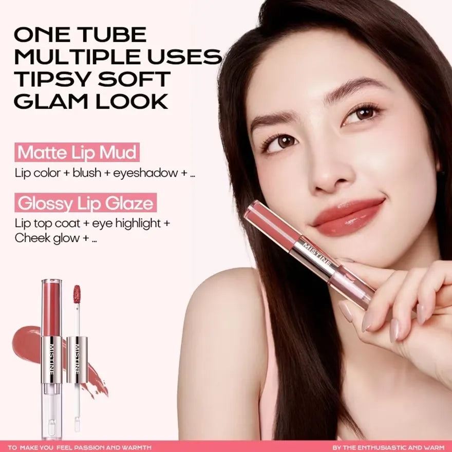 Mistine Tipsy-Lock Duo Lip Tint #D02 Strawberry Baileys