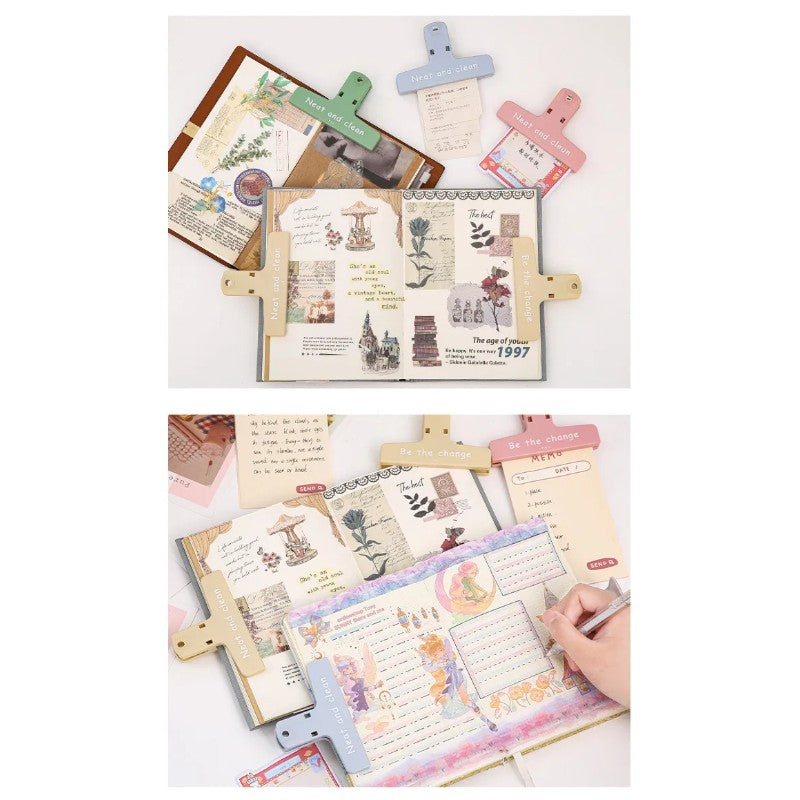 Yulu Paper Magnetic Binder Clips for Paper File Pink