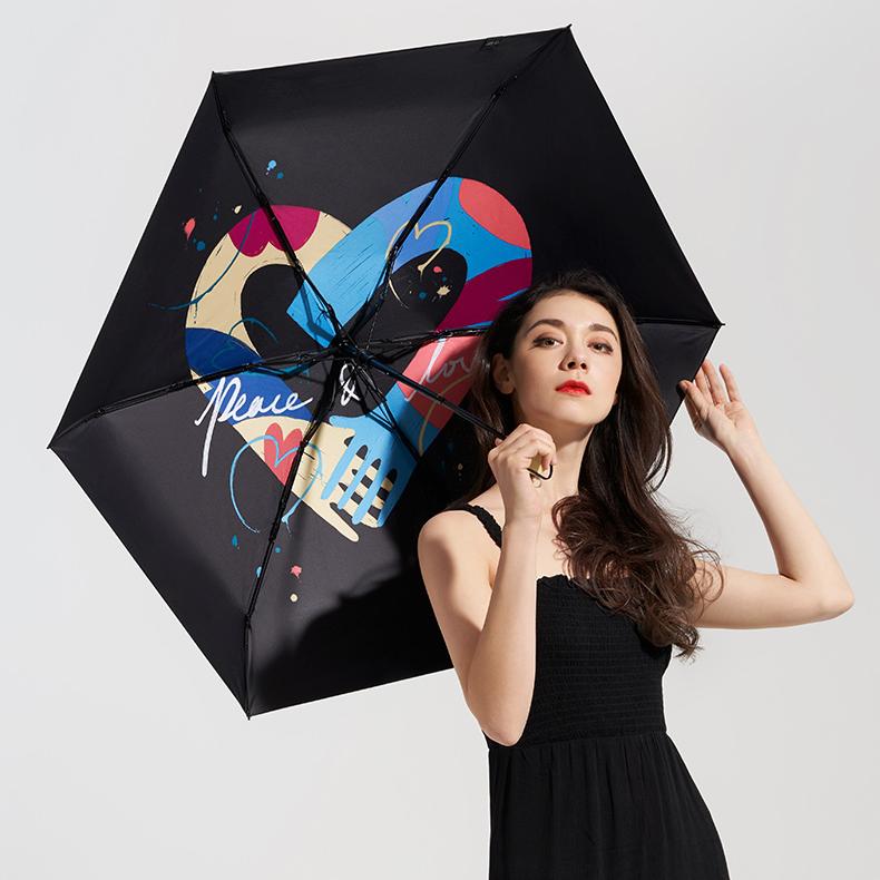 Beneunder Fun Series 5-Folding Umbrella Love and Peace