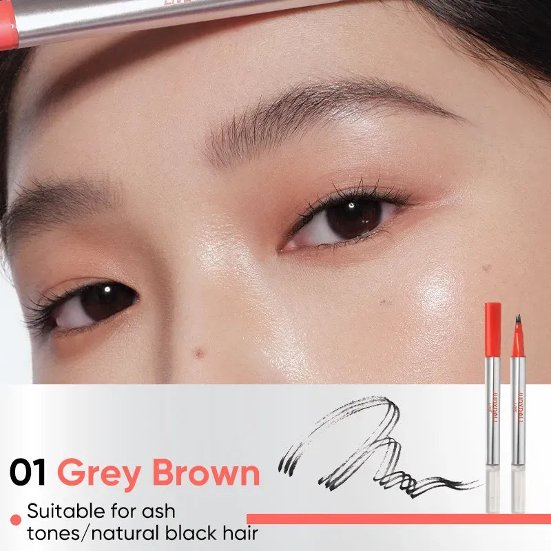 Judydoll Dual-ended Triple-Prong Liquid Eyebrow Pen #01 Grey Brown