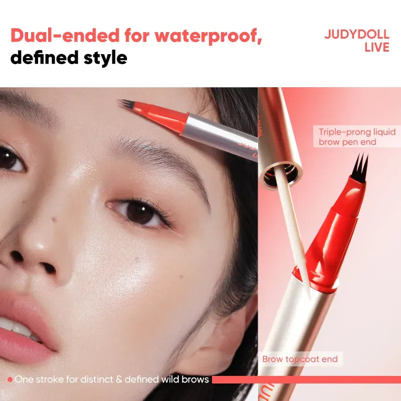 Judydoll Dual-ended Triple-Prong Liquid Eyebrow Pen #01 Grey Brown