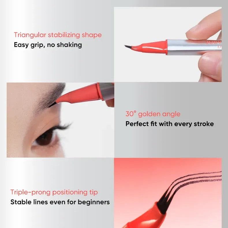 Judydoll Dual-ended Triple-Prong Liquid Brow Pen #02 Dark Brown